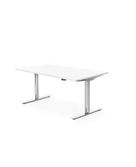 Begagnat höj och sänkbart bord, Elektrisk 1200x800 mm, Vit laminat / Krom