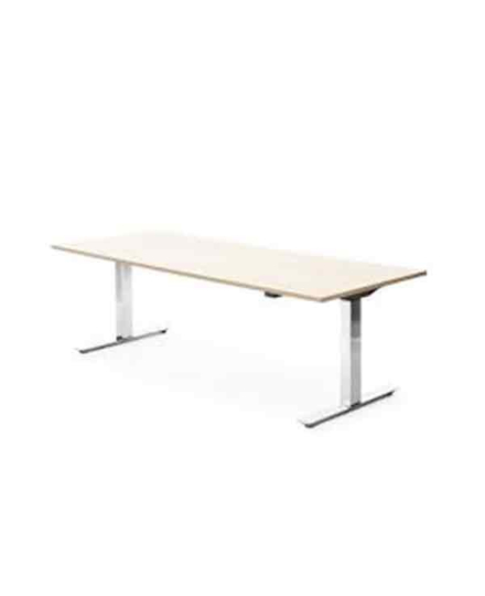 Begagnat höj och sänkbart bord, Elektrisk 1200x800 mm, Björk laminat / Krom